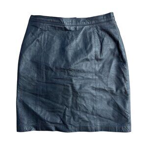 Vintage 90s Wilsons Leather Black Mini Skirt Grunge Biker Womens 26" Waist Lined
